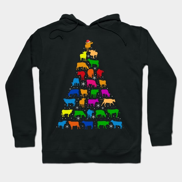 Cows Christmas Tree Hoodie by KsuAnn